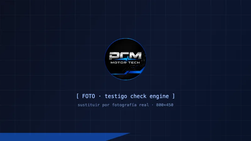 Testigo check engine iluminado en el cuadro de instrumentos de un coche
